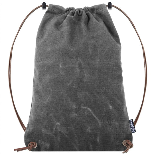 cheap leather drawstring backpack Drawstring Backpack Waxed Grey