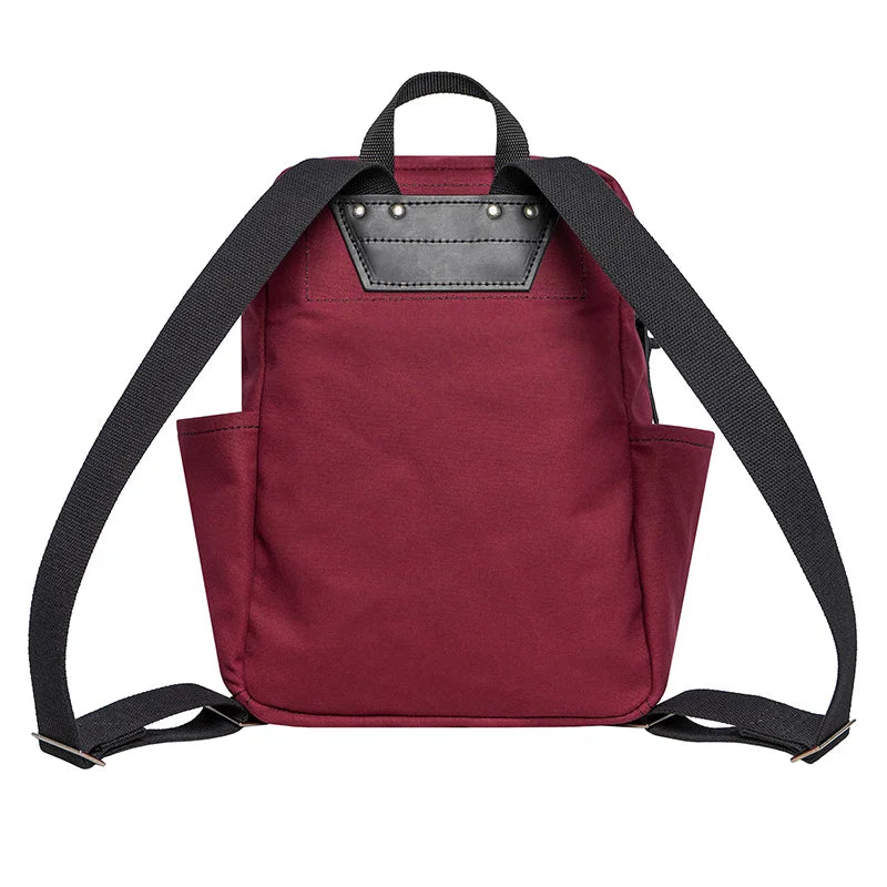NEW Limited Edition Lake Huron Standard Backpack in rich burgundy canvas with black straps, showcasing durable handmade craftsmanship for outdoor use.