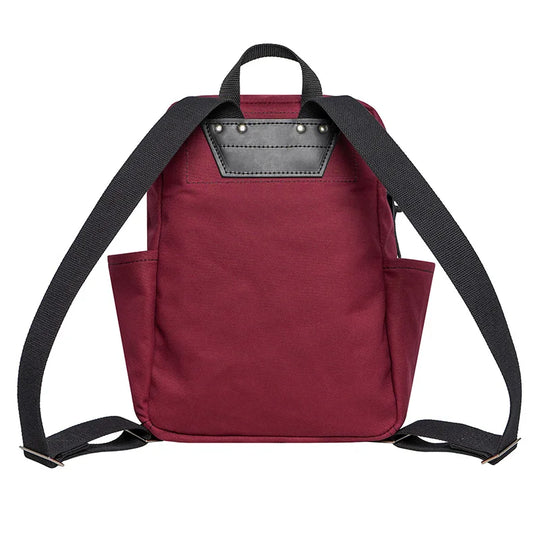 NEW Limited Edition Lake Huron Standard Backpack in rich burgundy canvas with black straps, showcasing durable handmade craftsmanship for outdoor use.