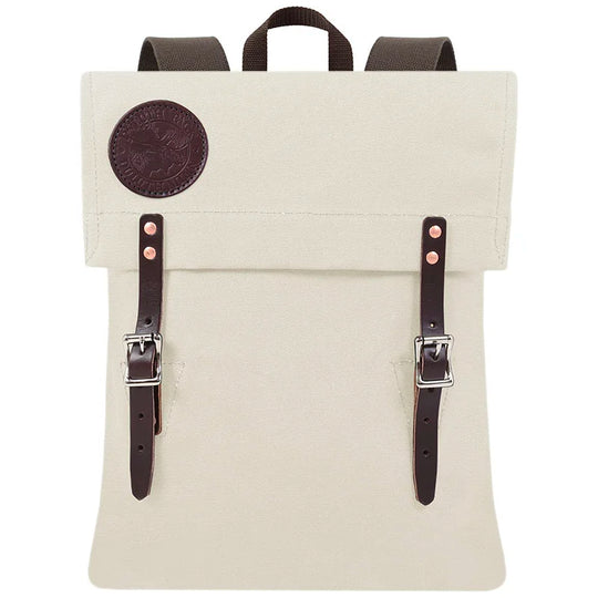 Scout Pack in Natural color featuring hand-constructed canvas and leather straps, designed for rugged outdoor use and lasting heritage craftsmanship.