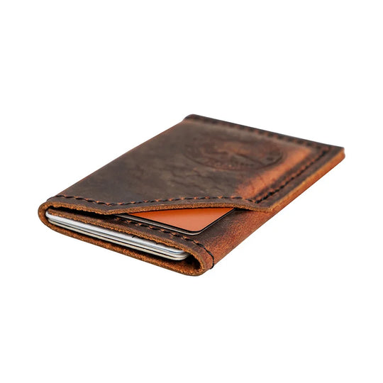 Heritage Leather Card Sleeve side with cards