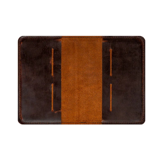 Heritage Leather Field Journal spine inside with a white background
