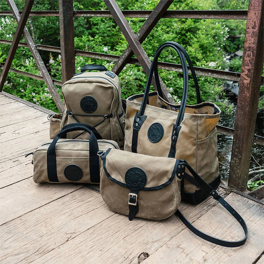 Woodsmans Pack Backpack Lake Ontario Black Trim and Wax Khaki Group