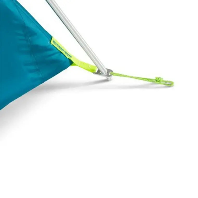 Nemo Aurora Backpacking Tent Stake System Blue Shades With Green Accents On A White Background