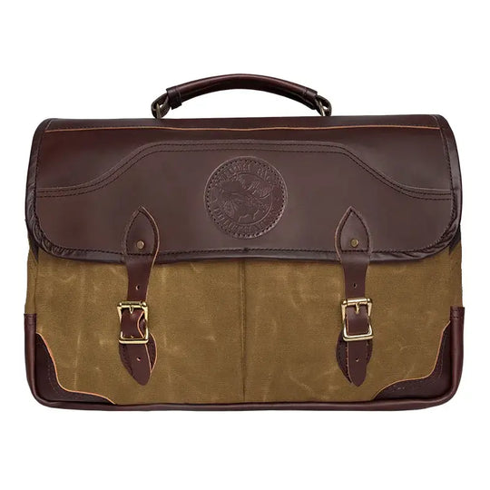 The Entrepreneur Briefcase In Waxed Khaki On A White Background