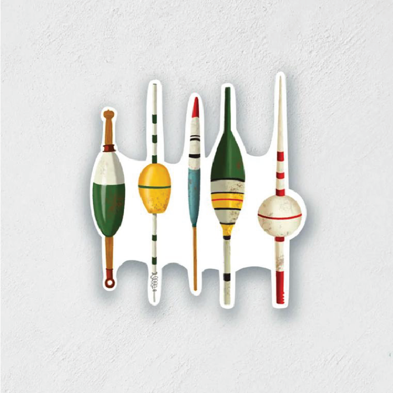 Sticker of 5 fishing bobbers