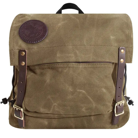Duluth Pack Portage Pack in waxed khaki with white background