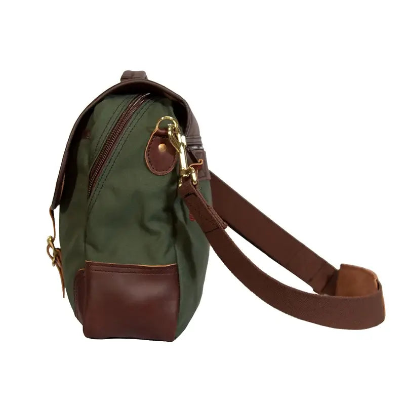 The Entrepreneur Briefcase In Olive Drab Green As Seen From The Side On A White Background