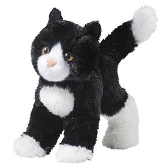 black and white cat soft toy